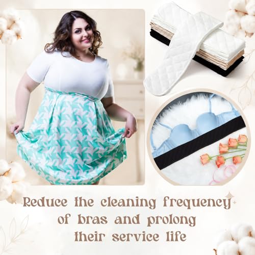 Image of Toulite 10 Pcs Reusable Bra Liners for Sweat, 3 Layer Bra Sweat Pads, Soft Cotton Outer Layer with Polyester Fiber Core
