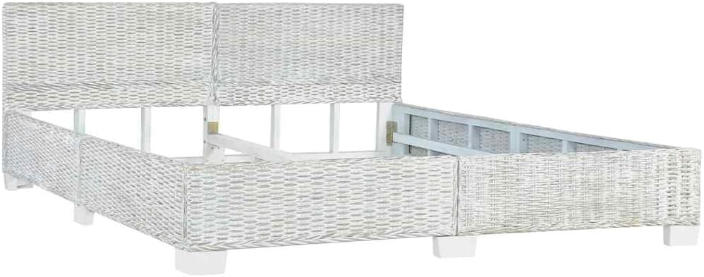 vidaXL Bettgestell Grau Natur Rattan 180 x 200 cm