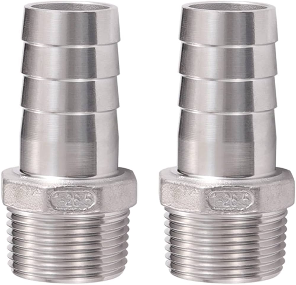 4 Pack Brass Hose Barb Fitting Straight Connector Coupler, 3/8"x1/4" ID