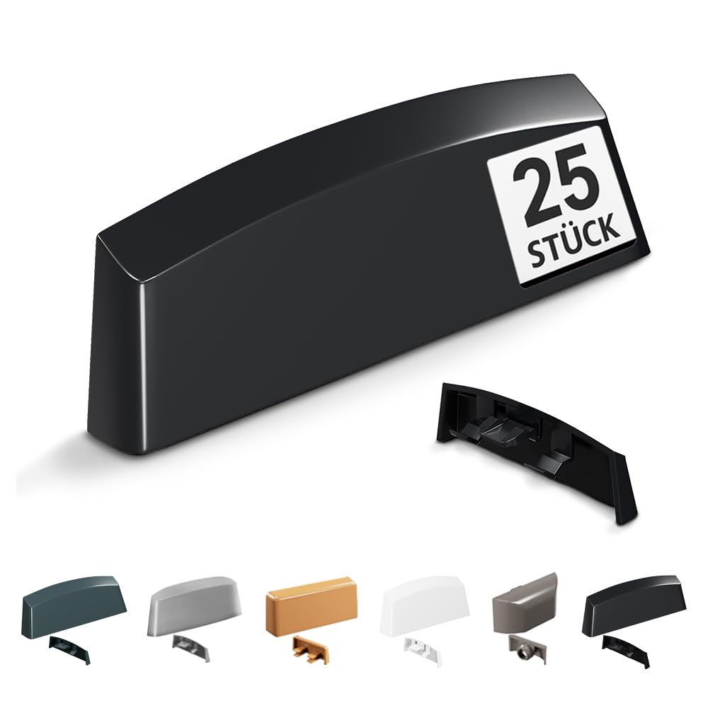 VOOXA 25 Stück Fenster Wasserschlitzkappen 45mm Schwarz RAL 9005 für Schlitzfräsungen von 29-33 x 4,6-5 mm