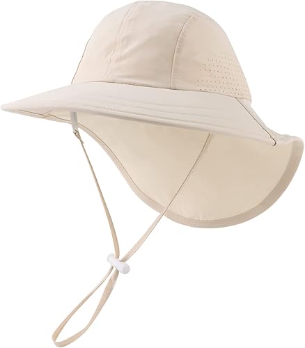 Sombrero de verano para niños pequeños con solapa para el cuello, impermeable, sombrero de natación para niños, protección UV, sombrero de playa,