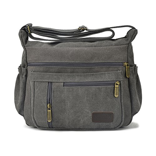 Qflmy Vintage Canvas Messenger Bag Handbag Crossbody Shoulder Bag Leisure Change Packet (Grey)