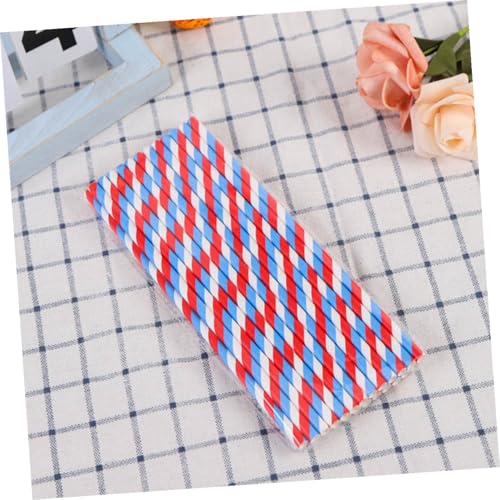 150 pitillos de papel desechables rayados azul y rojo miniatura 3