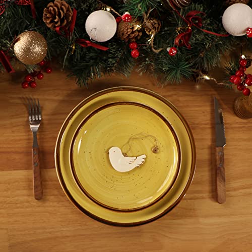 Onemore Ceramic Plates Set Of 6, 8.5 Inch Small Dinner Plates For Appetizer, Salad And Dessert. Oven, Microwave And Dishwasher Safe Plate. Rustic Kitchen Porcelain Dish - Yellow #TOP1