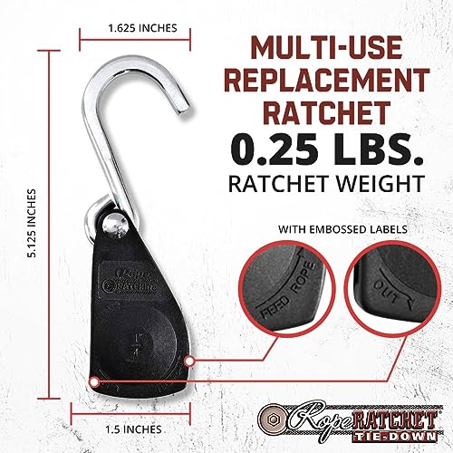 Image of Rope Ratchet 1 /4 inch Tie Down Pulley Hanger, Heavy Duty Locking Mechanism, Tightener for Shade Sails, Hammocks, Canopy Anchoring, Garden Hoisting, Outdoor Use, 150 lbs Capacity - No Rope Included