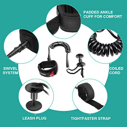 YIJU Tira de Bíceps para Prancha de Surfe com Guia de Pulso em Espiral E Plugue de Segurança - Preto