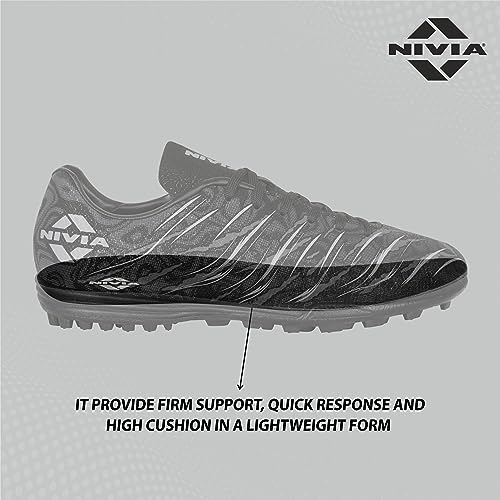 Nivia Carbonite 6.0 Turf Shoes for Men Rubber Studs with PVC Synthetic Leather Upper/Die Cut Light Weight Insole/Ideal for Hard Surfaces Artificial Turf Surfaces - Image 7