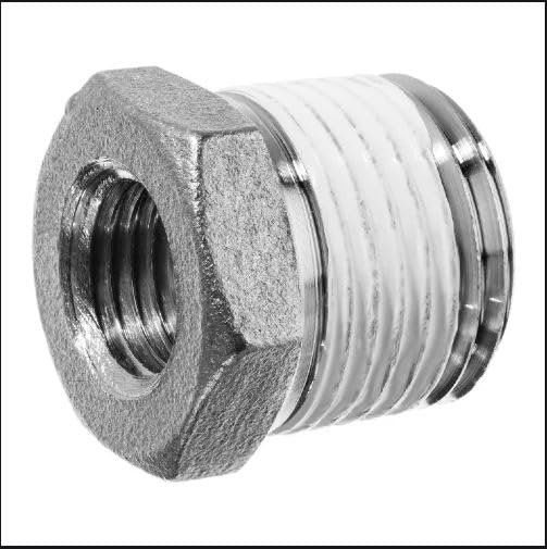 USA SEALING ZUSA-PF-384 Stainless Steel Class 150 Pipe Fittings, Reducing Hex Bushing Straight with PTFE Thread Sealant, 1