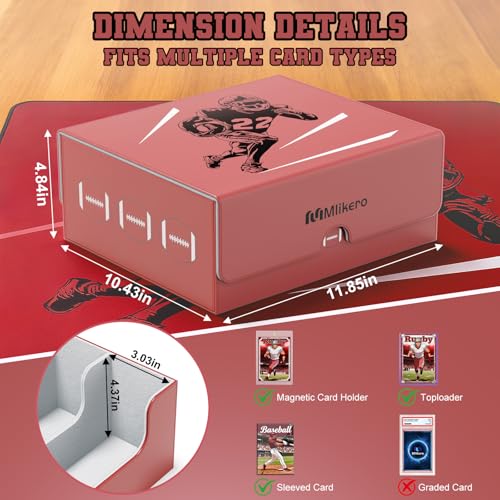 Image of Mlikero Football Card Storage Box, Trading Card Storage Box Oversized Fits Toploaders, Magnetic Closure Sports Card Case for Football Cards 2026 (Holds 500+ Toploaders)