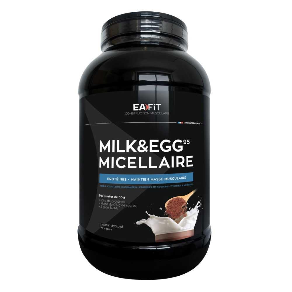 EAFIT Milk & Egg Micellar, latte Uovo Micellare, Proteine della Caseina, Proteine per il Bodybuilding, Mantenimento della Massa Muscolare, Assimilazione Lenta, Gusto Cioccolato, 2,2 kg