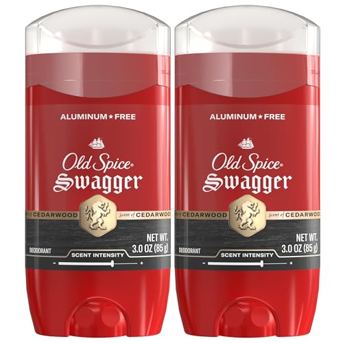 Image of Old Spice Aluminum Free Deodorant for Men, 24 /7 Odor Protection, 24 /7 Freshness & Lasting Scent, Goes on Clean, Swagger with Cedarwood Scent, 3.0 oz (Pack of 2)