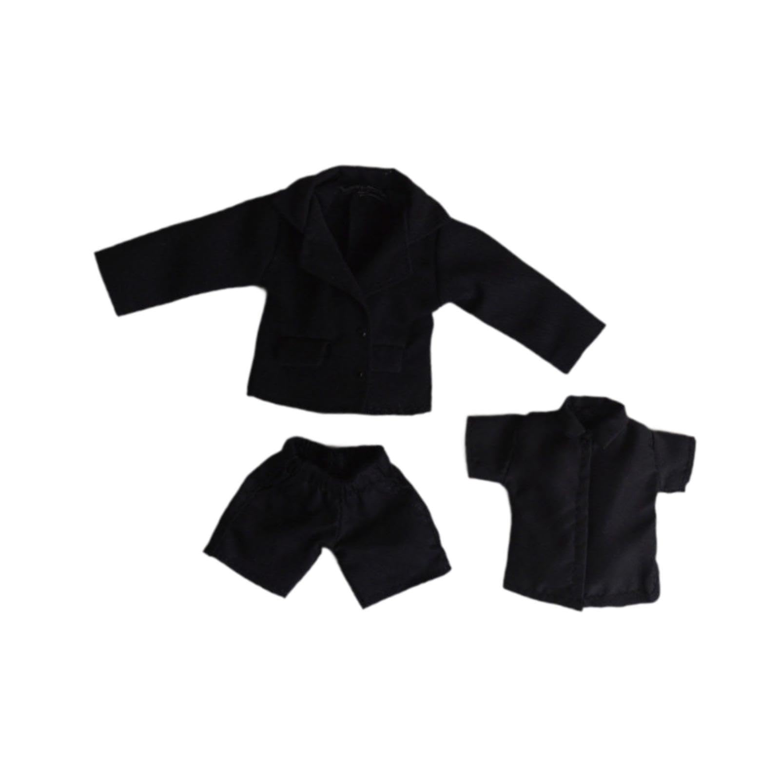 Puppenkleidung Im Maßstab 1:12 – Anzug, Outfit, Modedekoration, Puppen Selber Machen, Geschenk für Kleine Mädchen, Mantel, Hemd, Hose, Kostüm, Schwarz