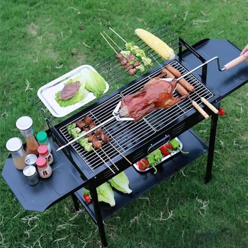 Przenośny grill węgiel drzewny kempingowy regulowana wysokość składany grill ze stojakiem do przechowywania na zewnątrz patio podwórko kemping