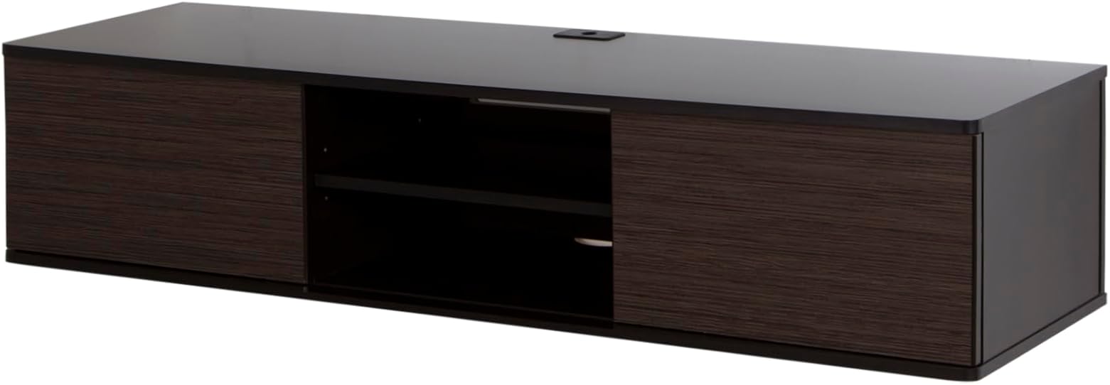 South ShoreFloating Wall Mounted Media Console, Chocolate & Zebrano