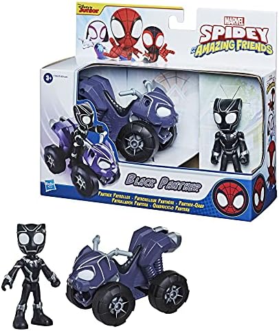 Hasbro Marvel Spidey and His Amazing Friends Black Panther Action Figure And Panther Patroller Vehicle, For Kids Ages 3 And Up, Multicolor, F19435X2