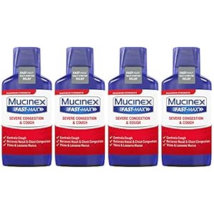 Mucinex Fast-Max Severe Congestion & Cough Multi-symptom Max. Strength Liquid- Expectorant, Cough Suppressant, & Nasal Decongestant, w/Dextromethorphan, Phenylephrine & Guaifenesin, 9 oz. (Pack of 4)