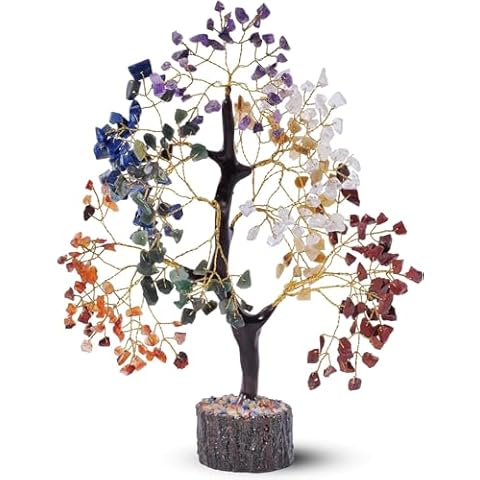 Chakra Tree, Crystals And Healing Stones, Good Luck Gifts For Women, Crystal Tree, Home Office Decor, Seven Chakra Tree, Crystals, Crystal Gifts, Chakra Decor, 300 Chakra Crystals - 10-12" Money Tree Cover