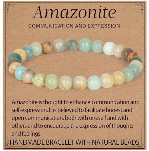 LPBeads Handmade Natural Gemstone Stretch Elastic 6mm Mulitcolor Amazonite Bracelet Healing Crystal Round Stone Beads Jewelry Gifts for Women Men