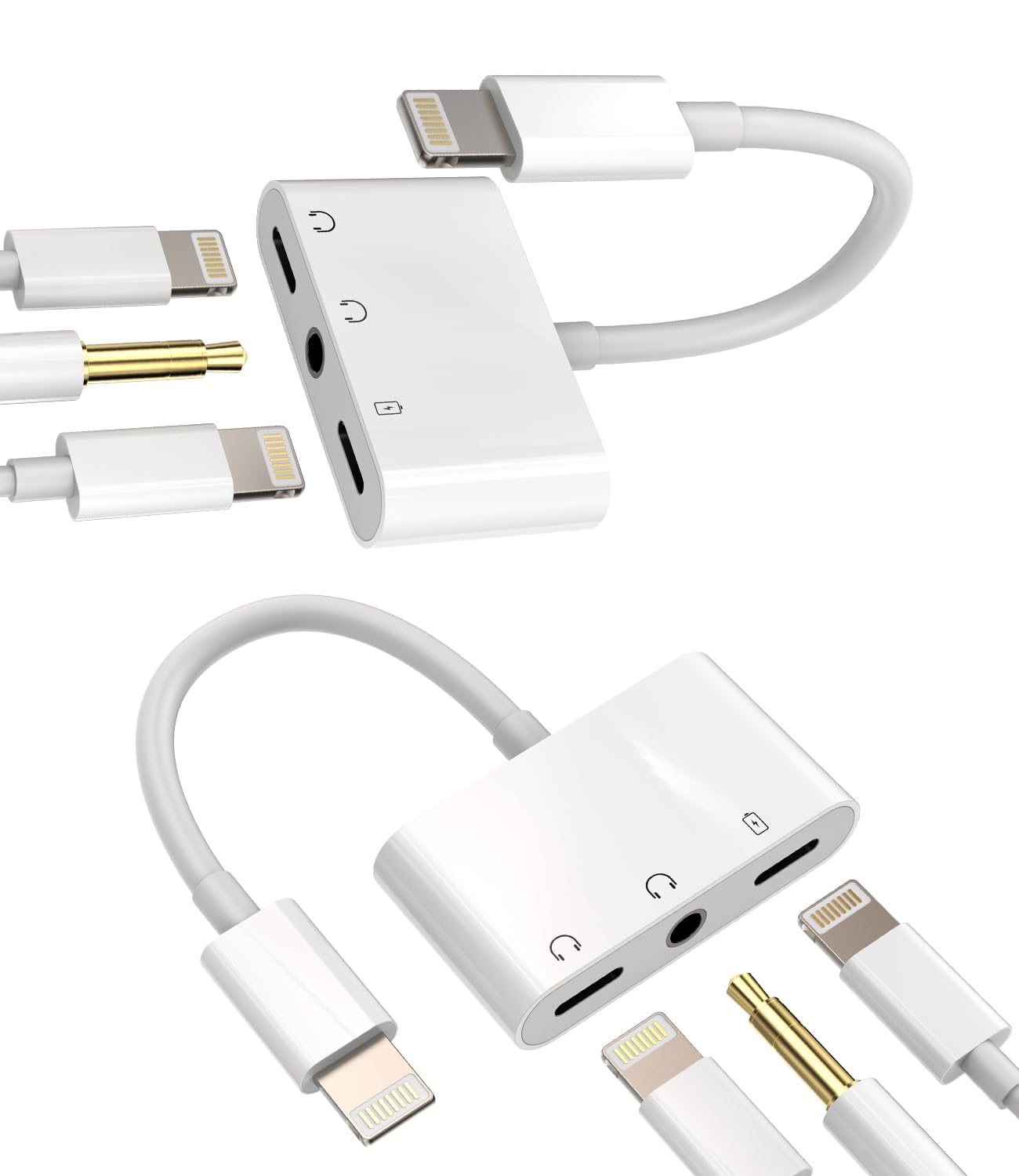 WORLDBOYU USB C Lightning naar 3,5 mm Aux audiokabel, 2-in-1 type C Lightning naar 3,5 mm Auto Aux Stereo hoofdtelefoonaansluiting, kabel met PD-lading, compatibel met iPhone 15 Pro/14/13, Galaxy