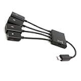 Micro USB Host OTG 3 Port Hub Adapter Cable with Power for Galaxy S5 i9600 Note3 N9000 Cell Phone & Tablet