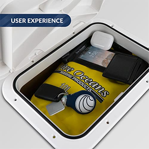 Five Oceans Fo2078 Marine Deck Access Hatch With T-Handle, Locking Slam Latch, 10-7/8 Inches (276Mm) X 14-3/4 Inches (375Mm), Off-White, Uv-Resistant Abs Plastic, 180-Degree Locking Hinges #TOP6