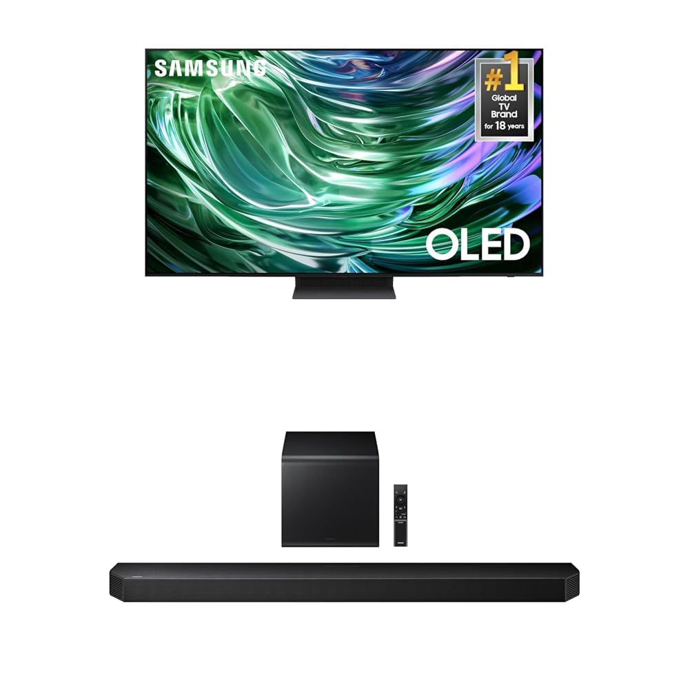 Samsung 55-Inch Class OLED 4K S90D Series HDR+ Smart TV w/Dolby Atmos, Object Tracking Sound Lite (QN55S90D, 2024 Model) + Samsung Q800F 5.1.2ch Q Series Soundbar (HW-Q800F, 2025)