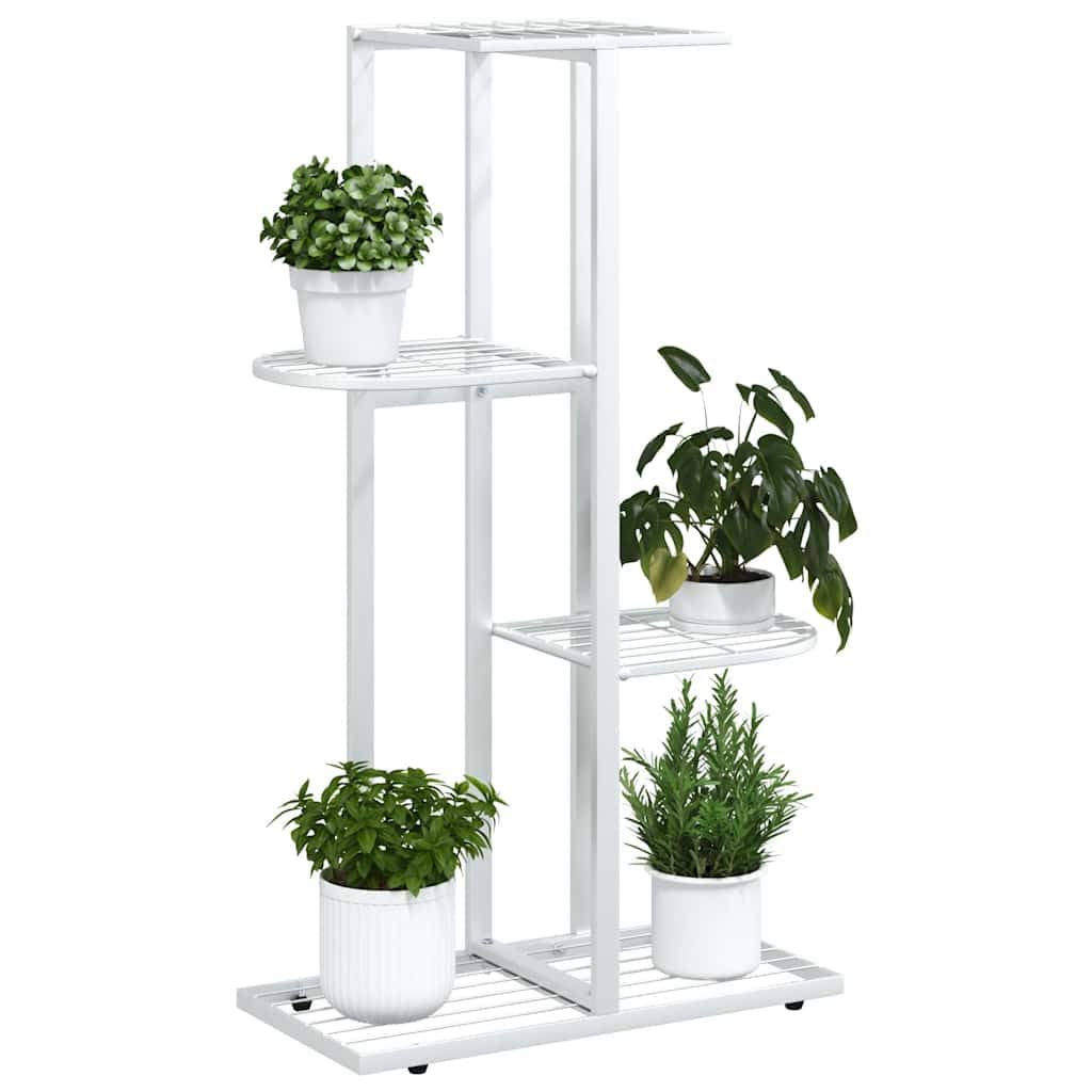 Metalowy stojak na kwiaty biały 4 poziomy 43x22x76 cm