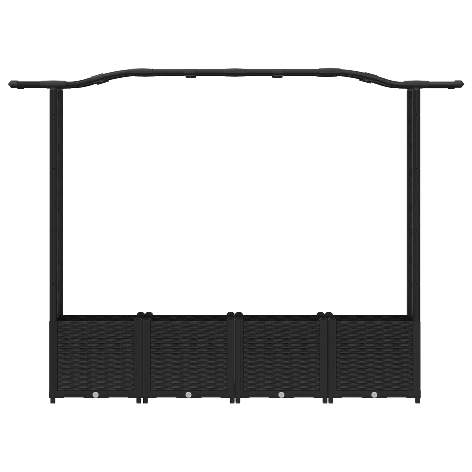 Cama de flores elevada con rejilla y techo negro, maceta de PP 204 cm | Plantador resistente de PP para balcón, terraza y jardín. Ideal para plantas trepadoras gracias al spalier integrado.