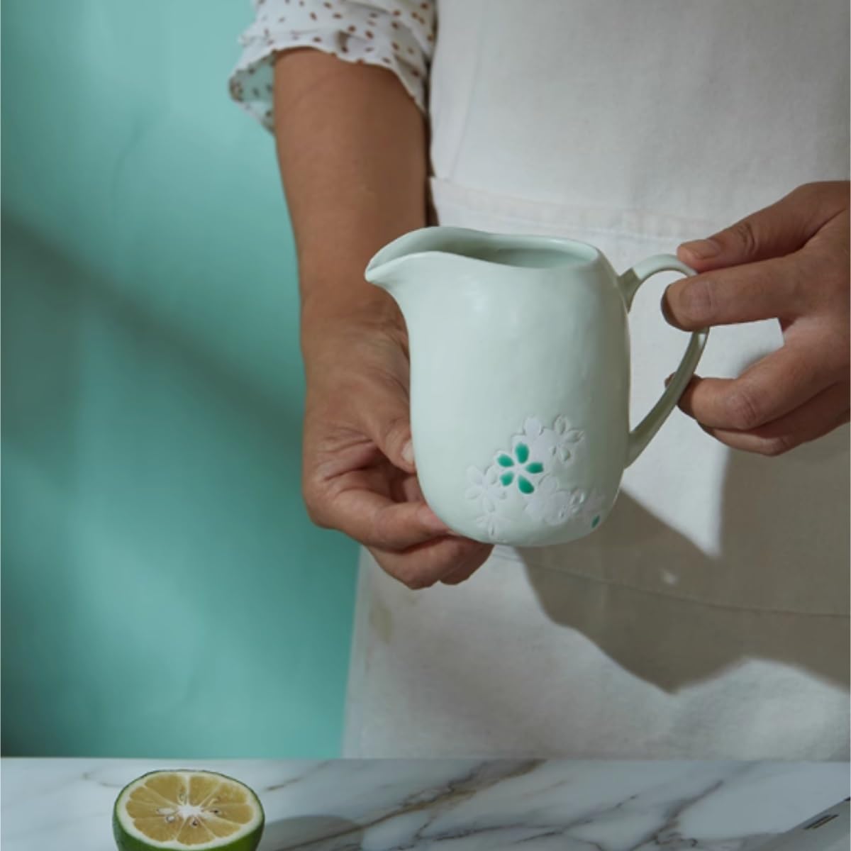 Barca per salse e lattiera in ceramica dipinta a mano, teiera rosa per condimenti per insalata, caffè, succhi di frutta, elegante servizio da cucina e ristorante