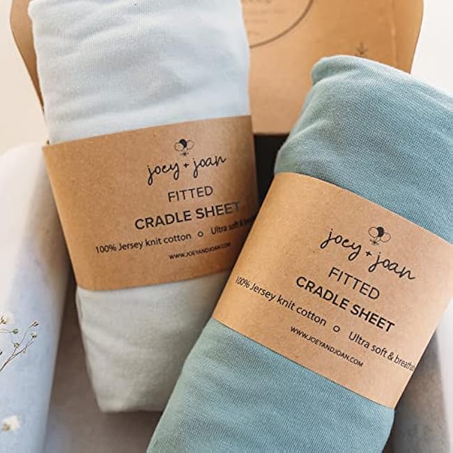 Cradle Sheets Fitted 18 x 36 Inch ¨C Snuggly Soft 100% Jersey Cotton ¨C Light + Dark Sage Green ¨C 2 Pack