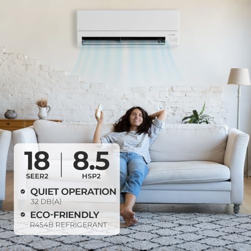 Image of Mitsubishi 24000 BTU 18 SEER2 WX-Series Mini Split Heat Pump System with 15ft Line Set & Installation Kit - R454B Single Zone | Wall Mounted Ductless AC /Heating Unit