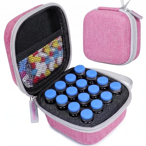 16 Slots Peptide Case for Fridge Insulin Vial Protector Case - Peptide Vial Holder Fits 1-3ml Vials Glp-1 Storage Insulin Vilas HolderOrganizer Bag for Diabetics Daily Use and TripsLittle Pink