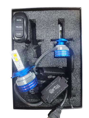Image of H4 /9003 /HB2 LED Headlight Bulbs Yellow /White 300 Watt H4 Fitting LED Headlight Bulb for Cars, Motorbikes H4 150W For All Cars (Low and High Beam Bulbs with Colling Fan(KI 300 WATT DUAL COLOR)