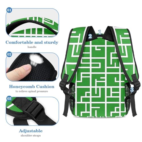 Sac à dos tendance motif géométrique vert multicolore avec trousse ado