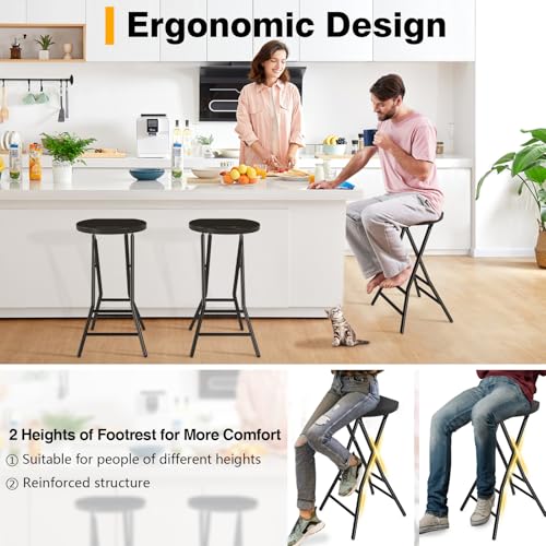 Image of Portable Folding Chair with Handle, Heavy Duty Round Fold Stool Chair | 550lbs Capacity for Adults, 24 Inch Foldable Stool for Dorm, Kitchen, Vanity, Church and Outdoor use