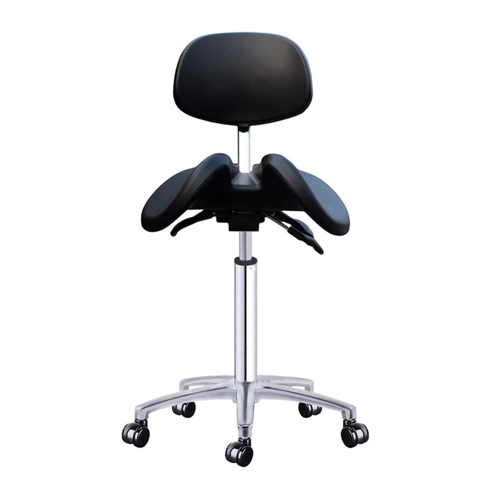 Generisch Verstellbarer Sattelstuhl mit Rückenlehne, Drehhocker für Klinik- und medizinische Zwecke, Neigungsoptionen, ergonomisches geteiltes Sitzdesign – ideal für Schönheit und Apotheke, A1, 52-70