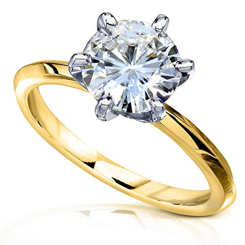 Kobelli Classic Solitaire Round Brilliant Moissanite Engagement Ring 2 Carats 14k Yellow Gold2