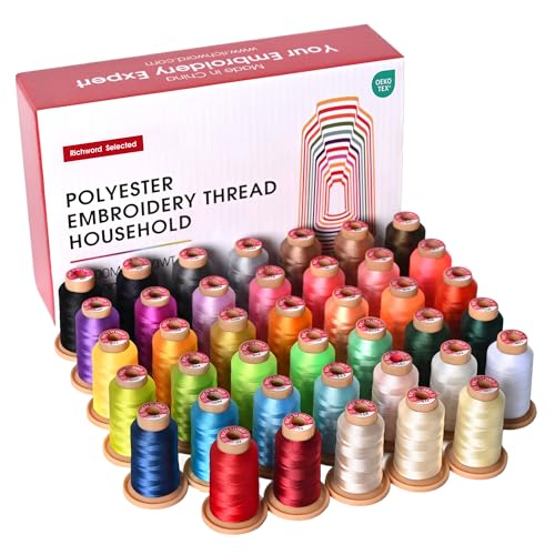 Image of Poolin Embroidery Machine Thread Kit 40 Colors | 40WT Embroidery Thread, 800M /Spool, Compatible with Brother, Janome and Most Embroidery Machines, Low Lint, Colorfast