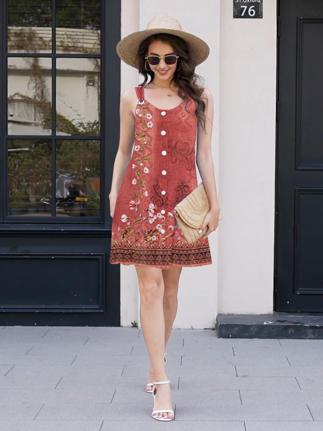 ETCYY Sun Dresses for Women 2025 Vacation Beach Swimsuit Coverups Sundresses Button Down Sleeveless Summer Dress - Image 7