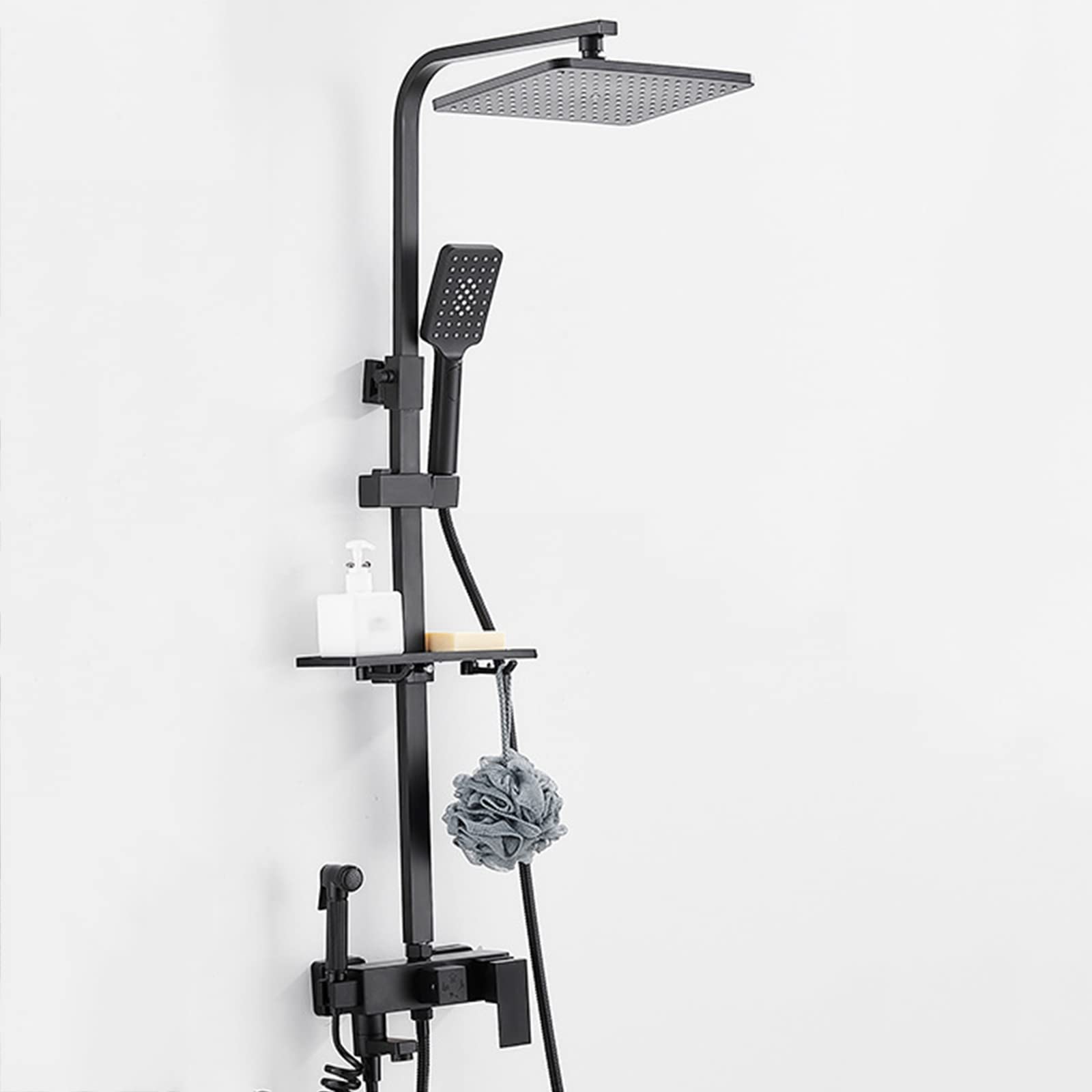 Système de douche à effet pluie noir pour une routine spa à la maison