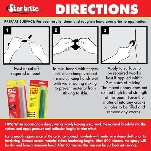 STAR BRITE 478060 Stick Gris mastic bi composant etanche - 6