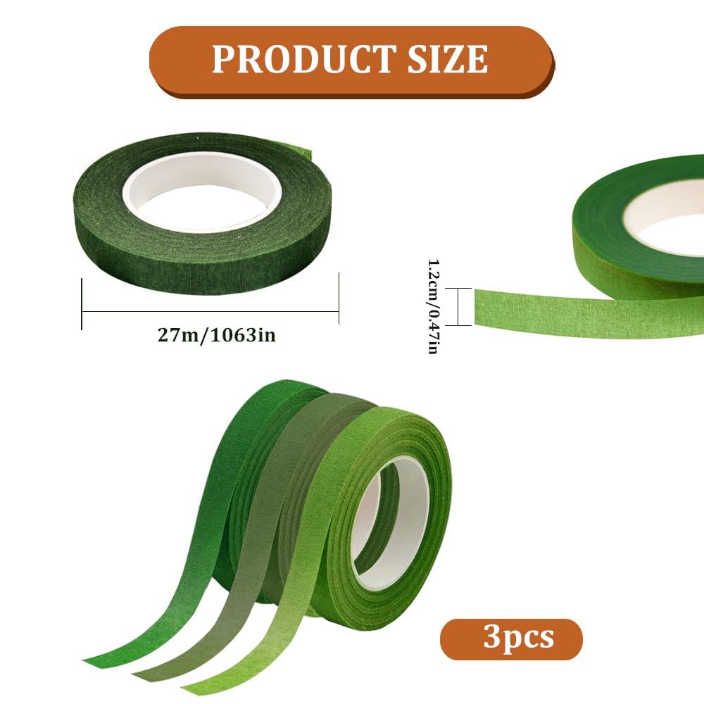 3 Rotoli Nastro Fioristi Verde Scuro - 12mm X 30m, Per Bouquet E