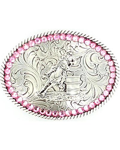 Nocona Girl's Barrel Racer Belt Buckle, Silver, OS