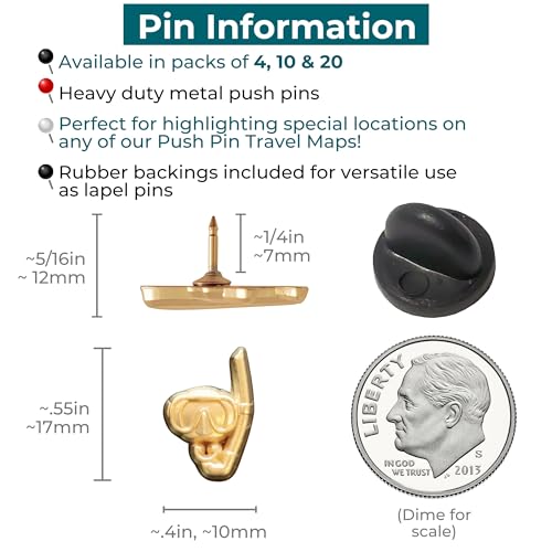 Image of Snorkel Push Pins - Gold Snorkel Map Pins for Cork Boards, Maps, or Lapel Use - Designed in USA - Set of 20