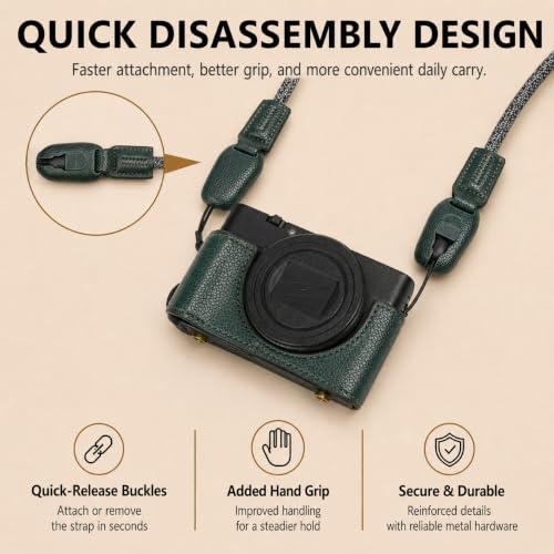 Funda de cuero para cámara Sony RX100 serie, color verde miniatura 5