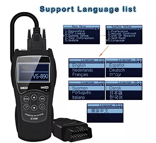 Coche OBD 2 escáner de diagnóstico VS890 para solucionar tirones y fallas del motor 4