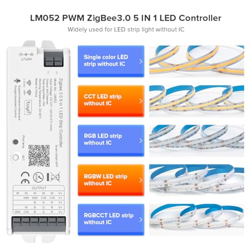 Tira de LED COB verde, alta densidad, 480 LEDs/m, control Zigbee 3.0 miniatura 2