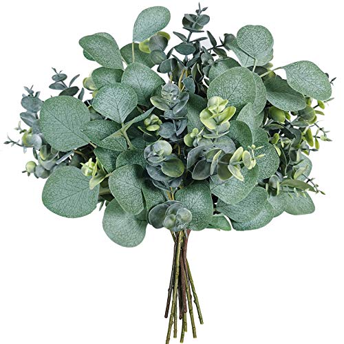 12 Pcs Mixed Eucalyptus Leaves Stems Bulk Artificial Eucalyptus Branches and Faux Silver Dollar Eucalyptus Leaves Picks for Vase Bouquets Floral Arrangement Wreath Rustic Farmhouse Greenery Decoration