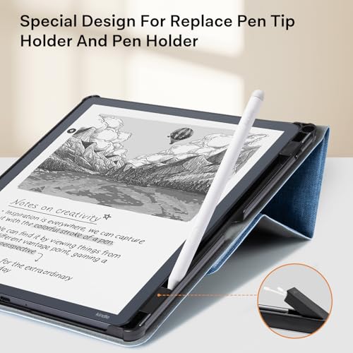 Image of CoBak Case for 11 inch Kindle Scribe 3rd Generation 2025, Kindle Scribe Colorsoft with Two Viewing Angles - All New PU Leather Cover with Auto Sleep Wake, Pen Holder. Sandy Beige
