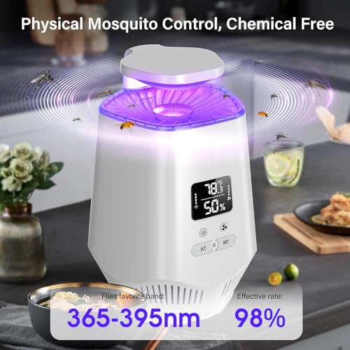 Image of Fruit Fly Traps for Indoors, Smart Fly Trap Indoor Bug Zapper Gnat Traps for House Indoor with Temperature and Humidity Sensor, 10PCS Sticky Boards White 02